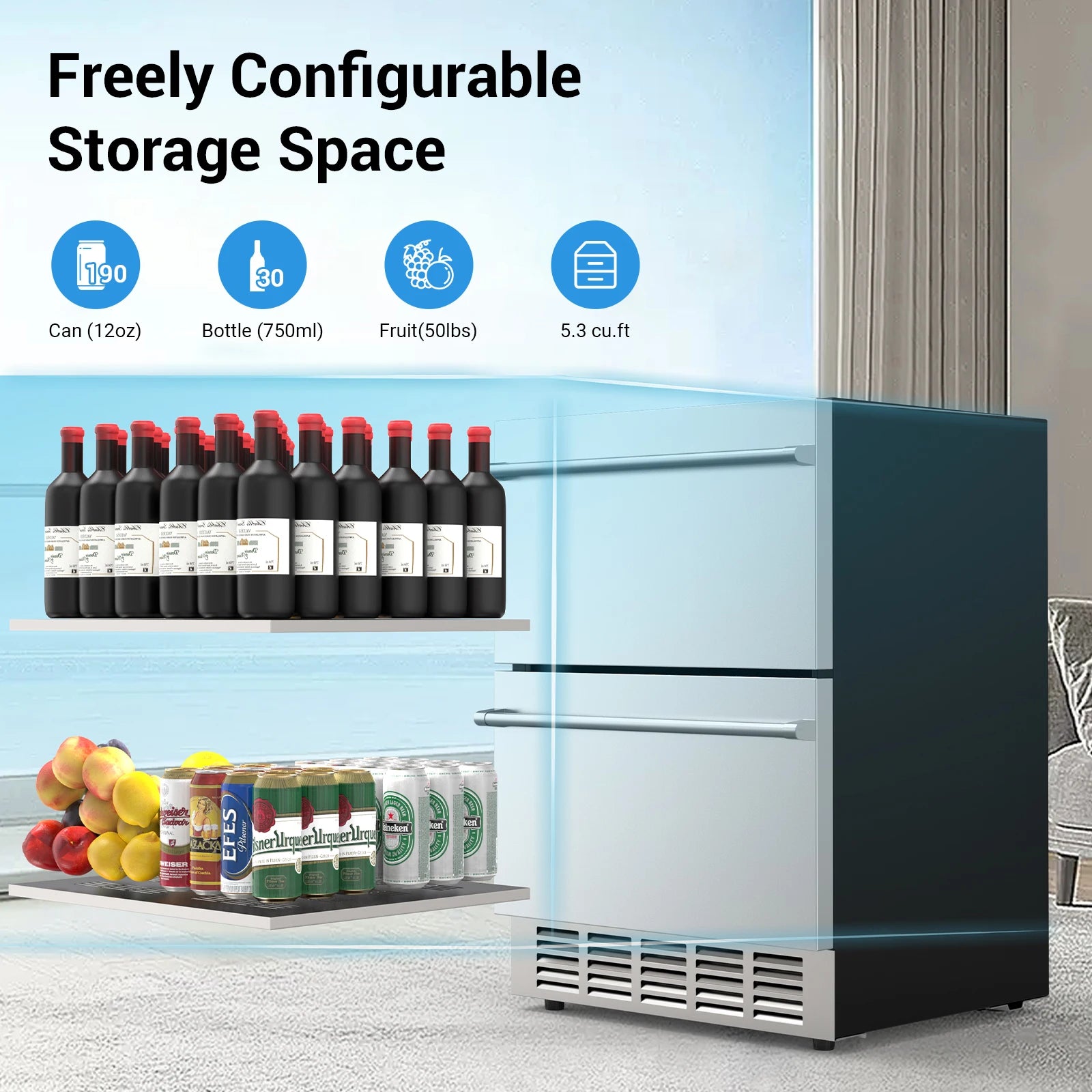 Under Counter Beverage Refrigerator