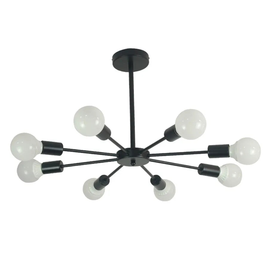 Modern flush mount ceiling light minimalist black design with multiple LED bulbs