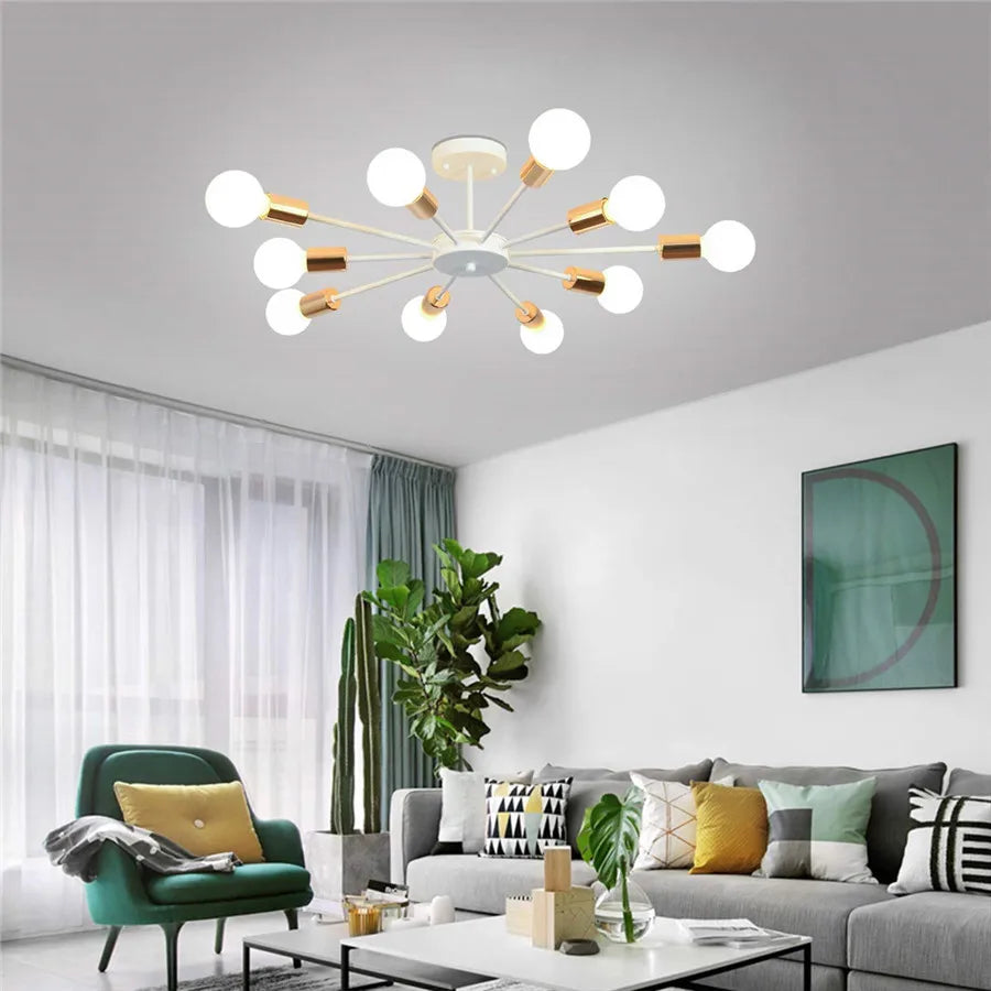 Modern flush mount ceiling light in living room with minimalist decor and LED lighting
