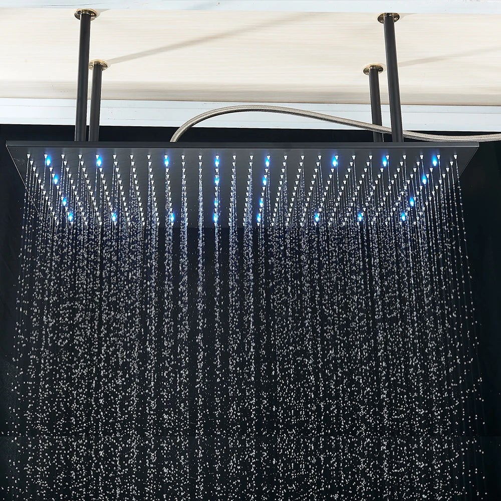 LED Black Shower Head