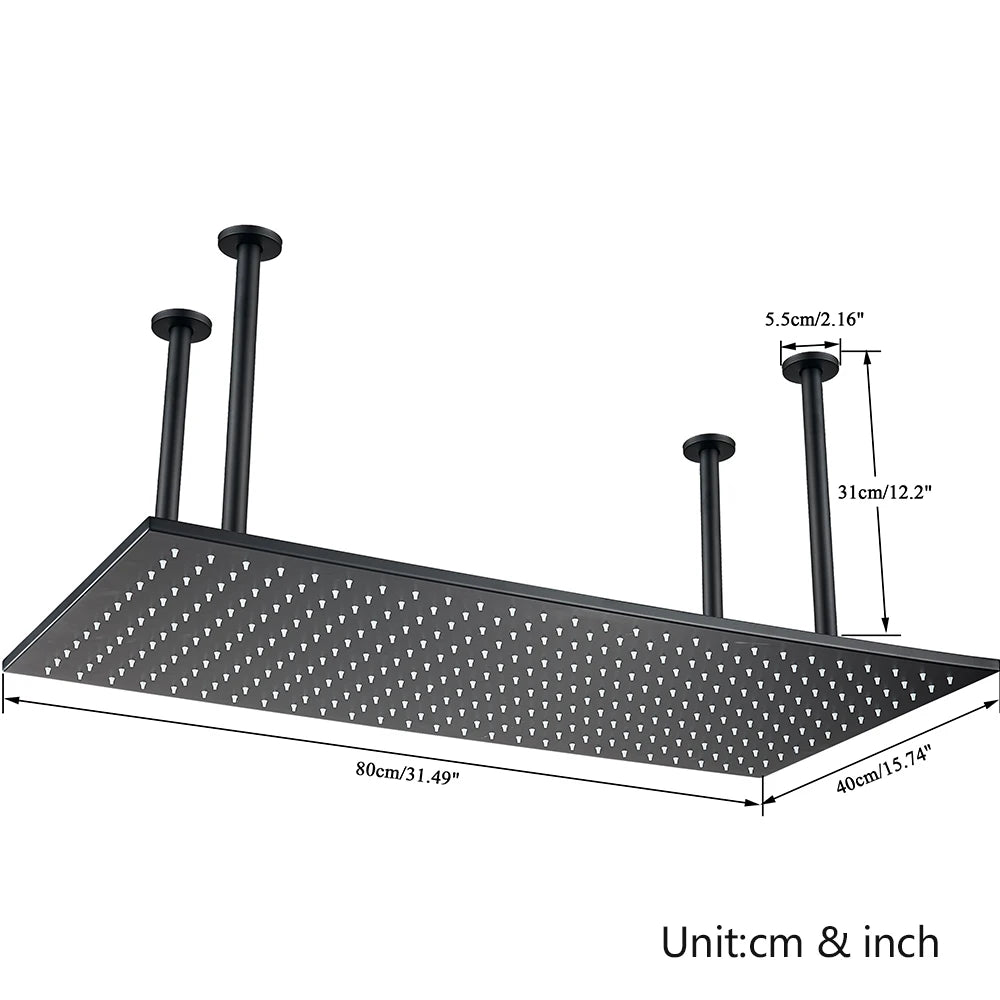 LED Black Shower Head
