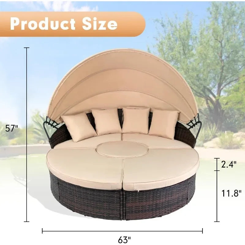 Patio Daybed with Retractable Canopy