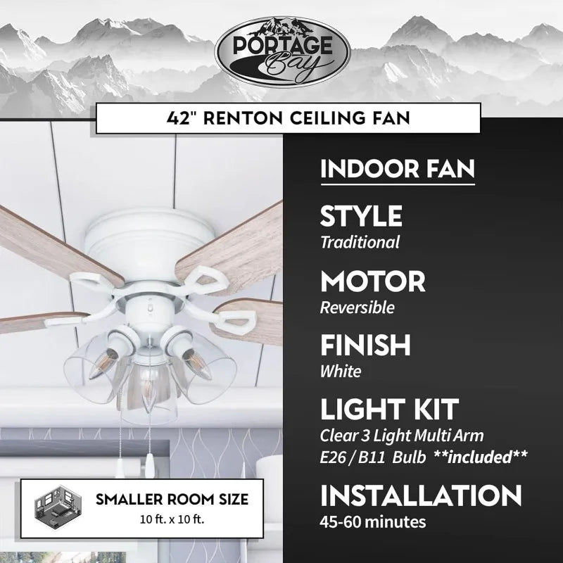 52" Ceiling Fan/Reversible Motor