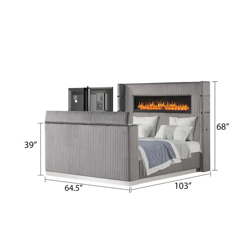 Queen Bed / Fireplace & TV
