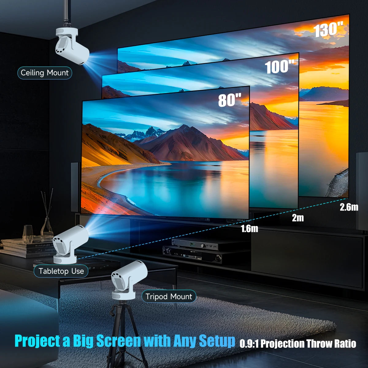 HY300 Projector for Home Theater & Office Use