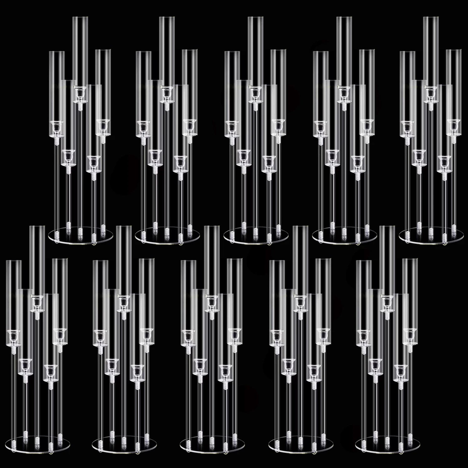 10 PCS Acrylic Candelabra Centerpieces