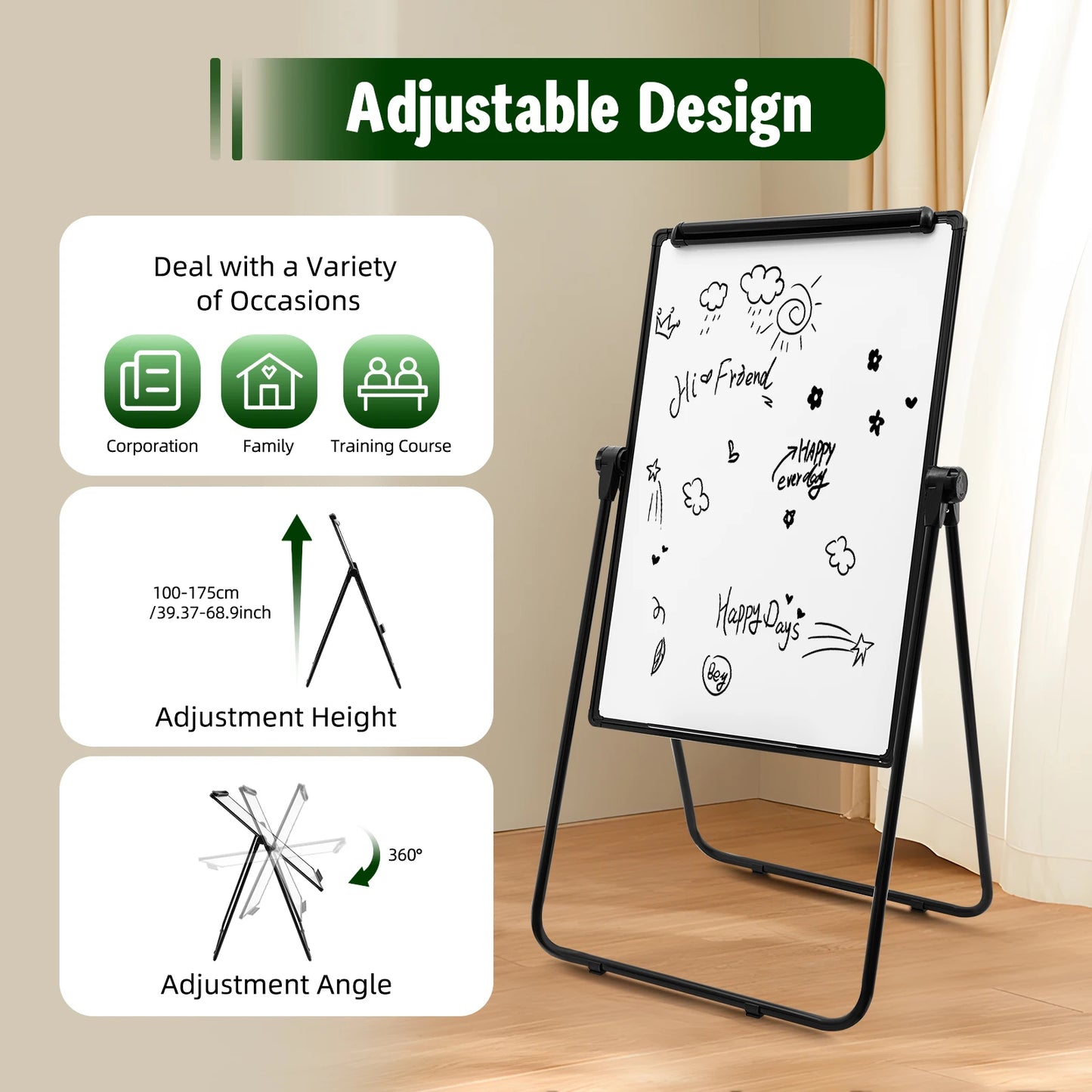 Double-Sided Dry Erase Board 36x24 Inches