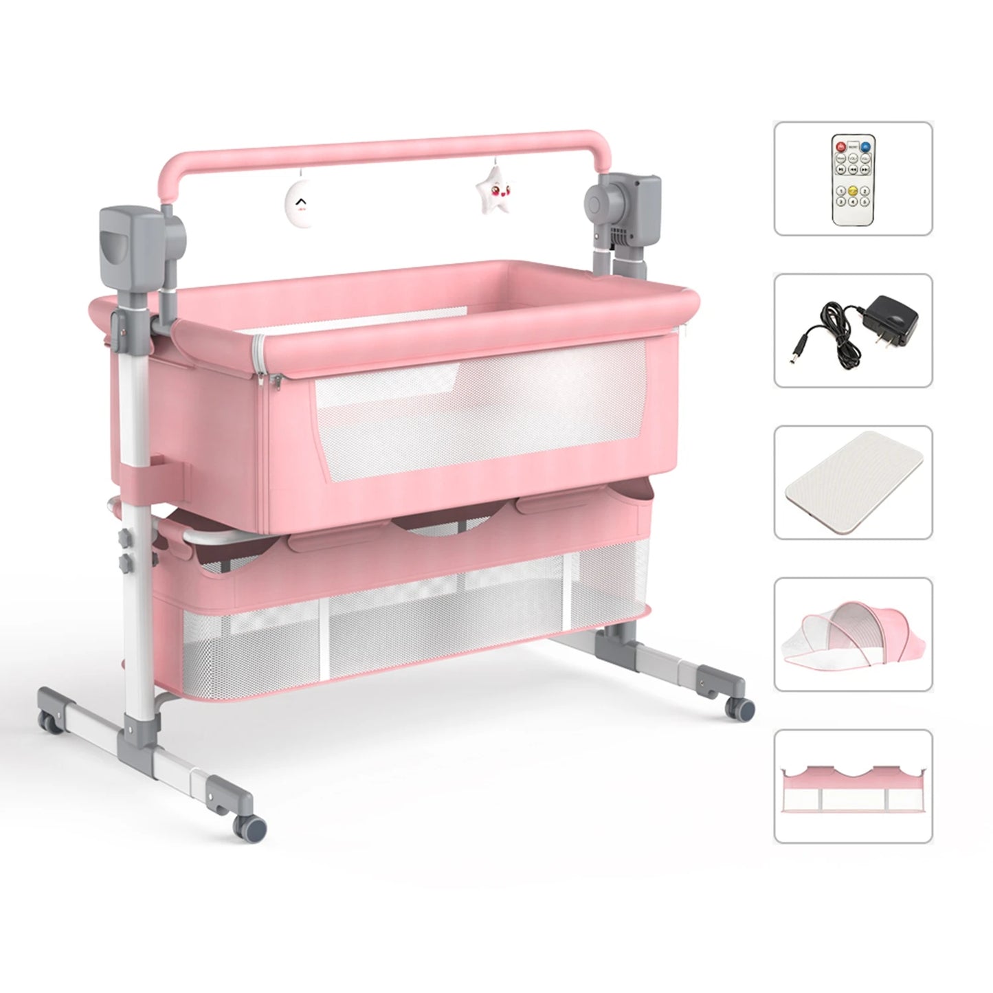 Rocking Baby Bassinet with Gentle Motion for Newborns
