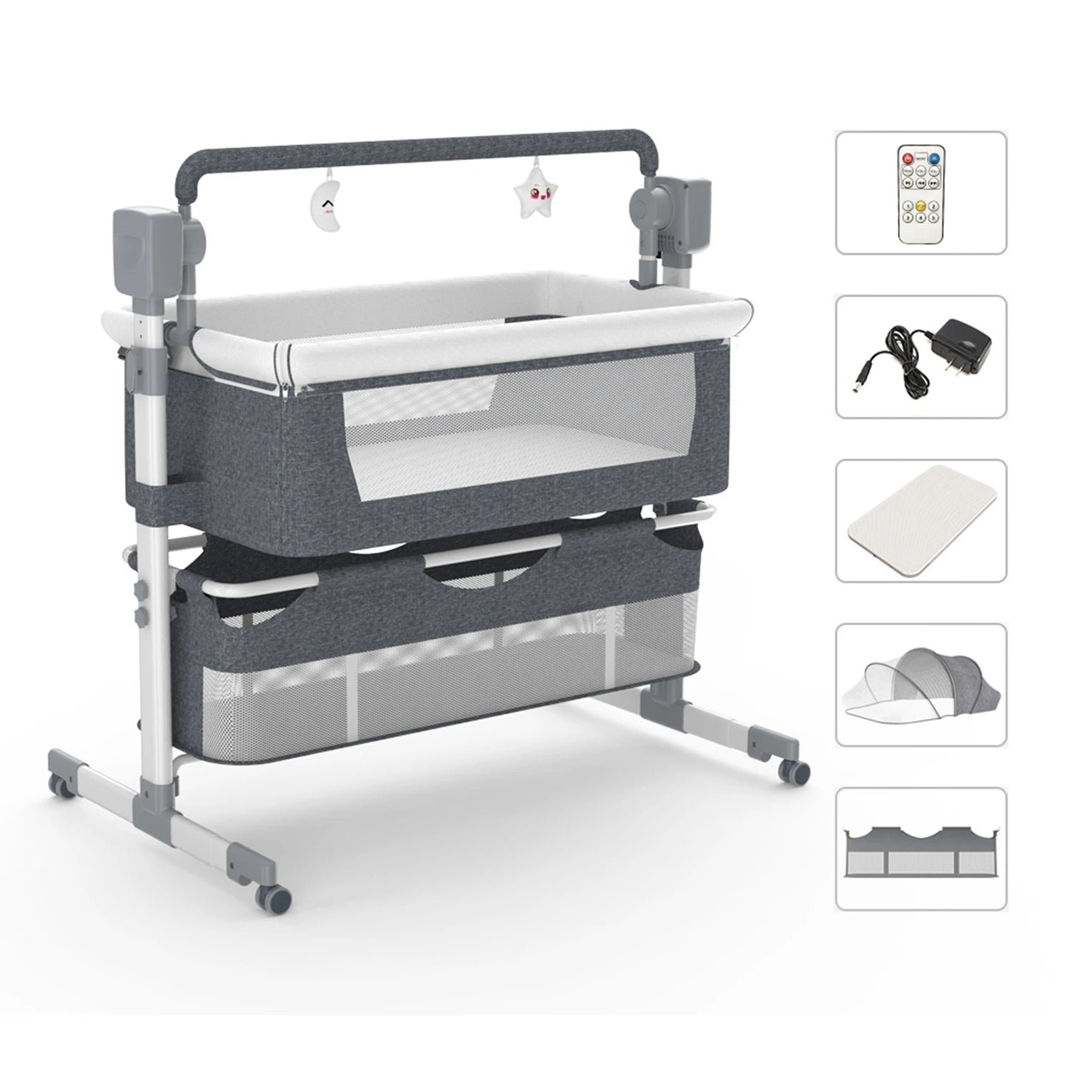 Rocking Baby Bassinet with Gentle Motion for Newborns