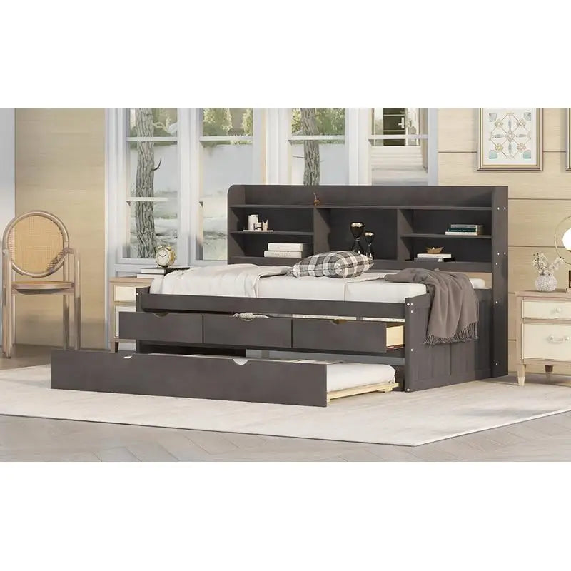 Twin Bed with Bookshelves Storage