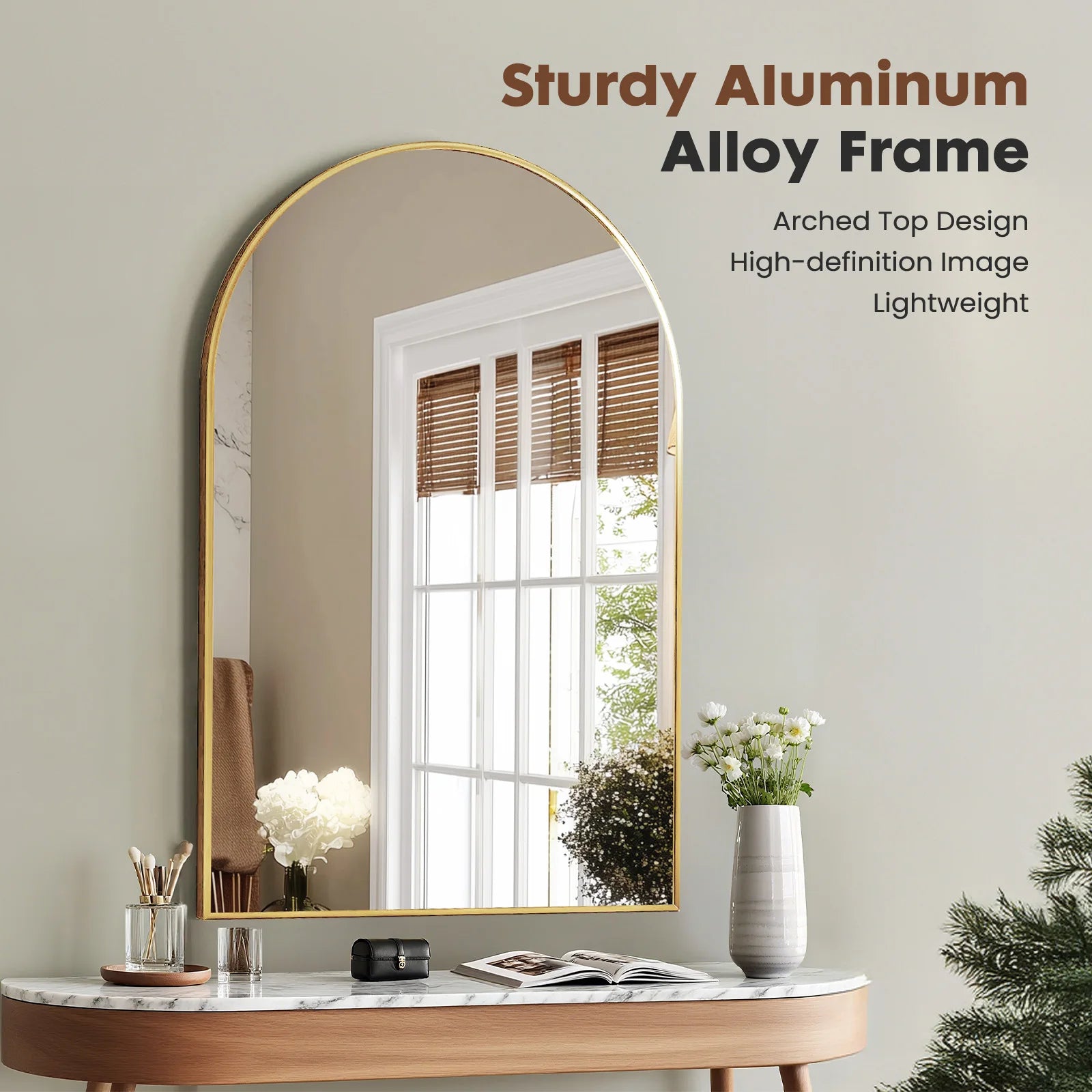 Arched Metal Framed Mirror