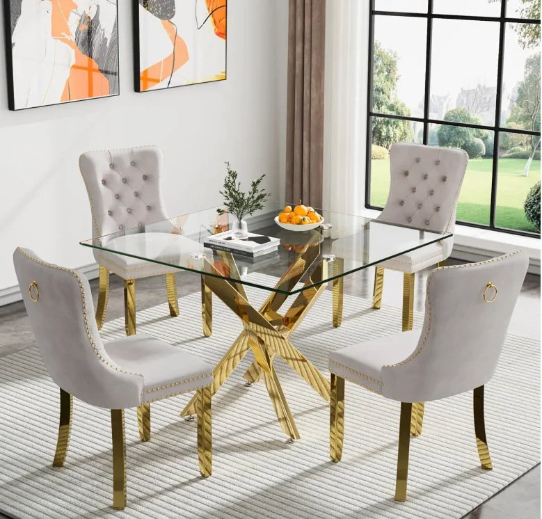 Modern Square Glass Dining Table for Kitchen & Dining Room