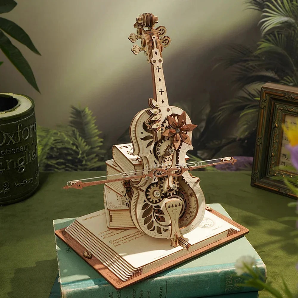 Wooden Music Box Puzzle DIY 3D Mechanical Model Kit