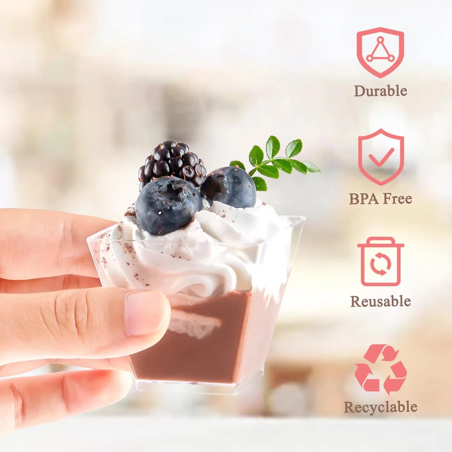 Dessert Cups With Lids and Spoons