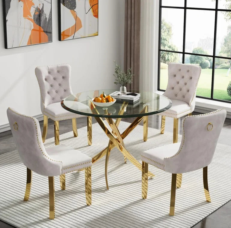 Modern Square Glass Dining Table for Kitchen & Dining Room