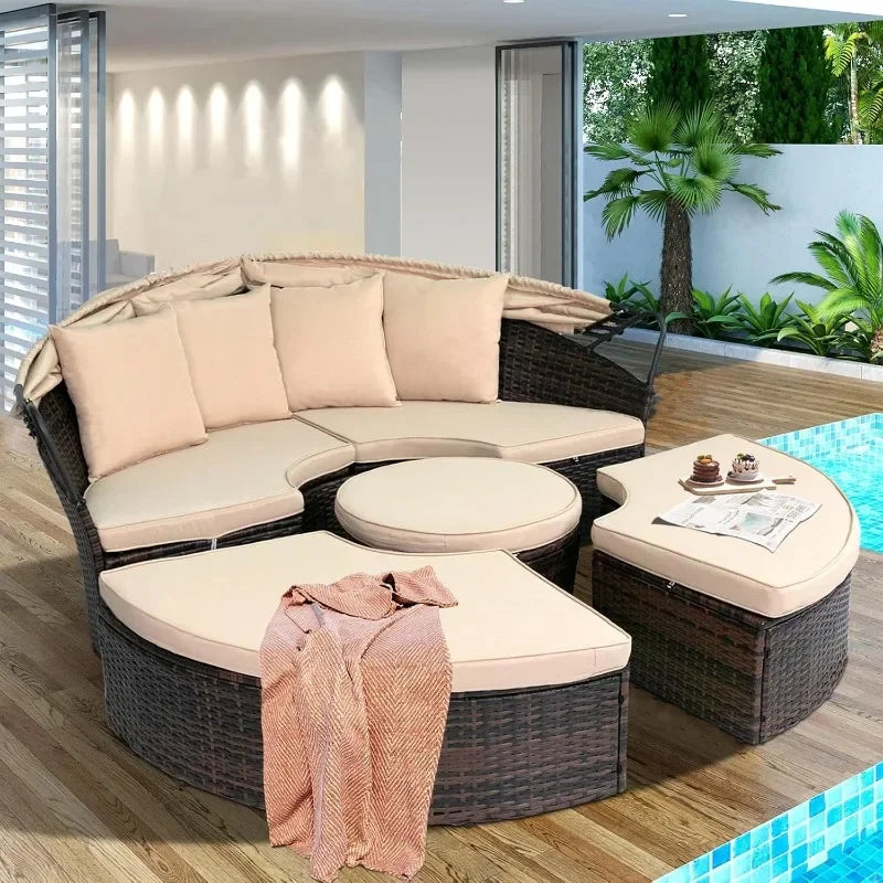 Patio Daybed with Retractable Canopy