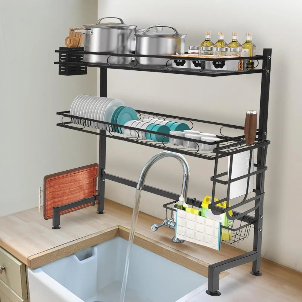 Over Sink Dish Drying Rack Space-Saving Kitchen Organizer