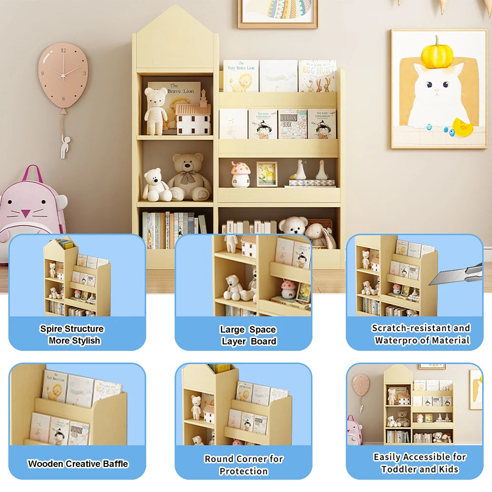 Kids Bookshelf Storage Organizer