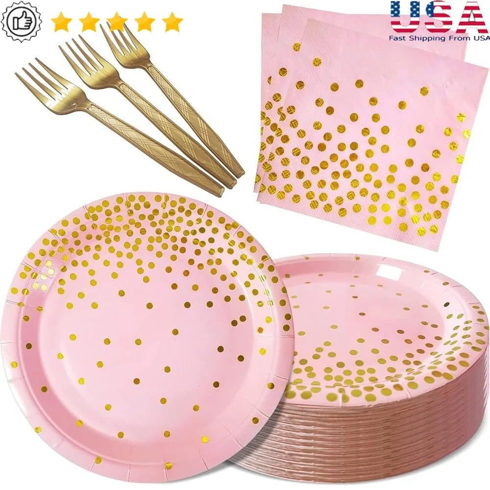 Pink Gold Party Utensils