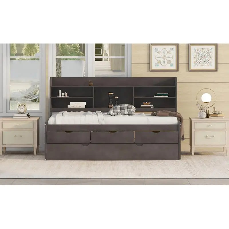 Twin Bed with Bookshelves Storage