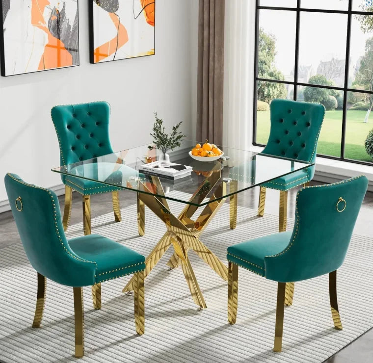 Modern Square Glass Dining Table for Kitchen & Dining Room