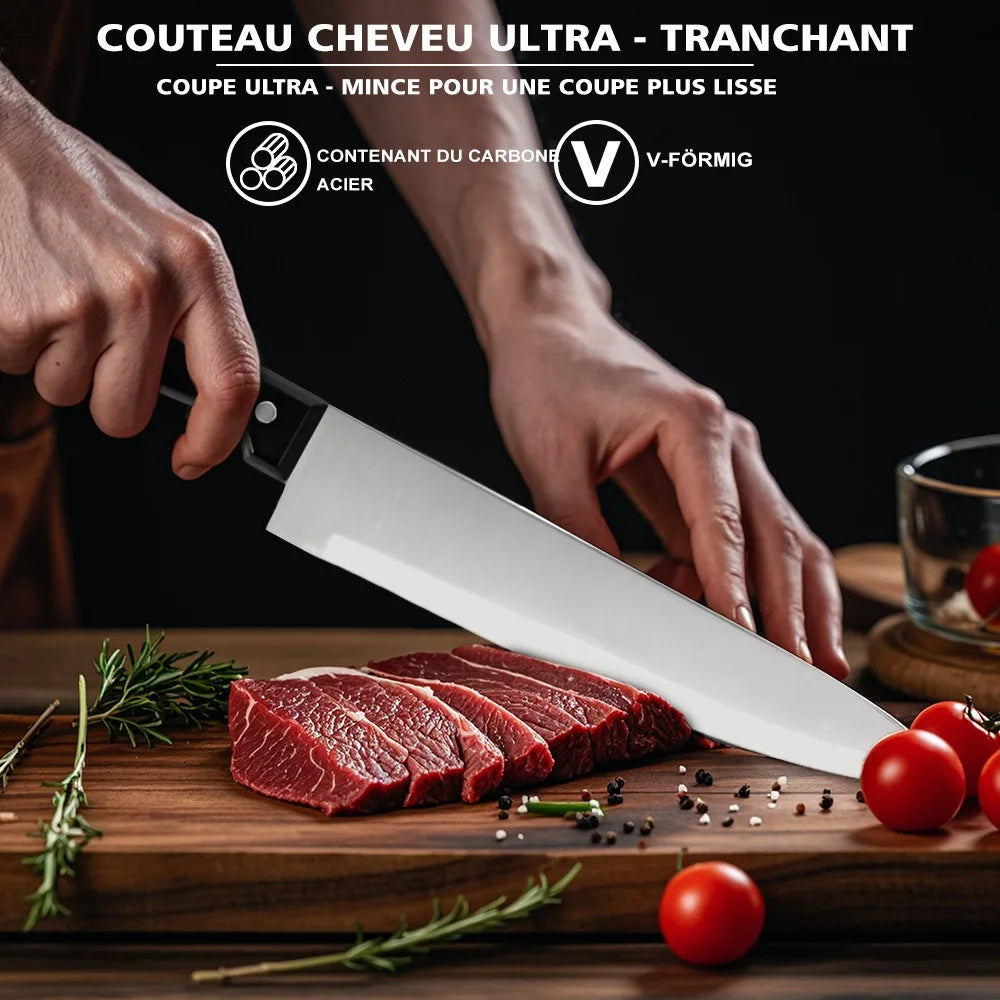 Chef Knifes with Scissors,Sharpening Rod,