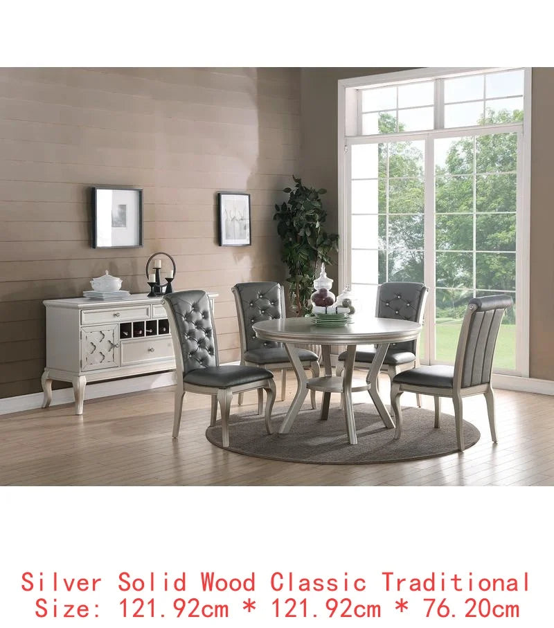 Glass Dining Table Set/Silver Hue