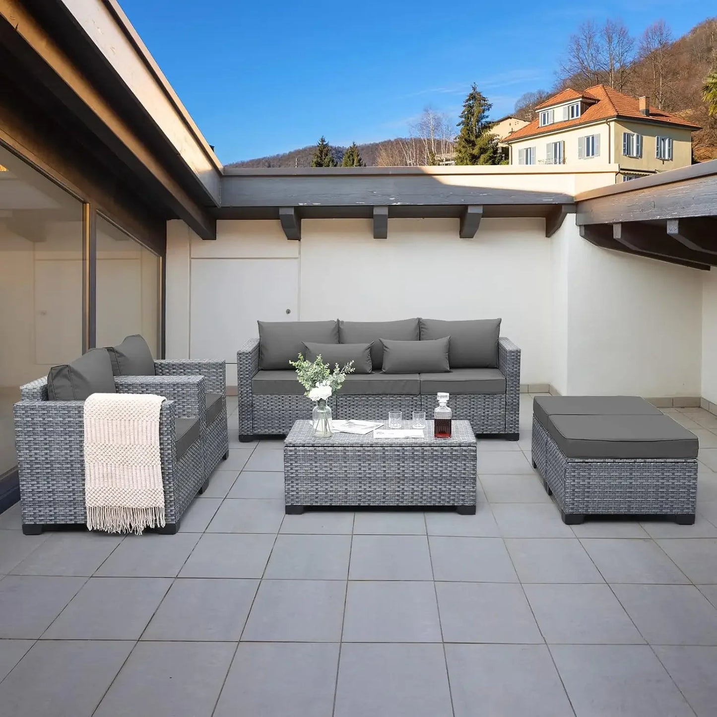 6 Pieces Wicker Patio Furniture