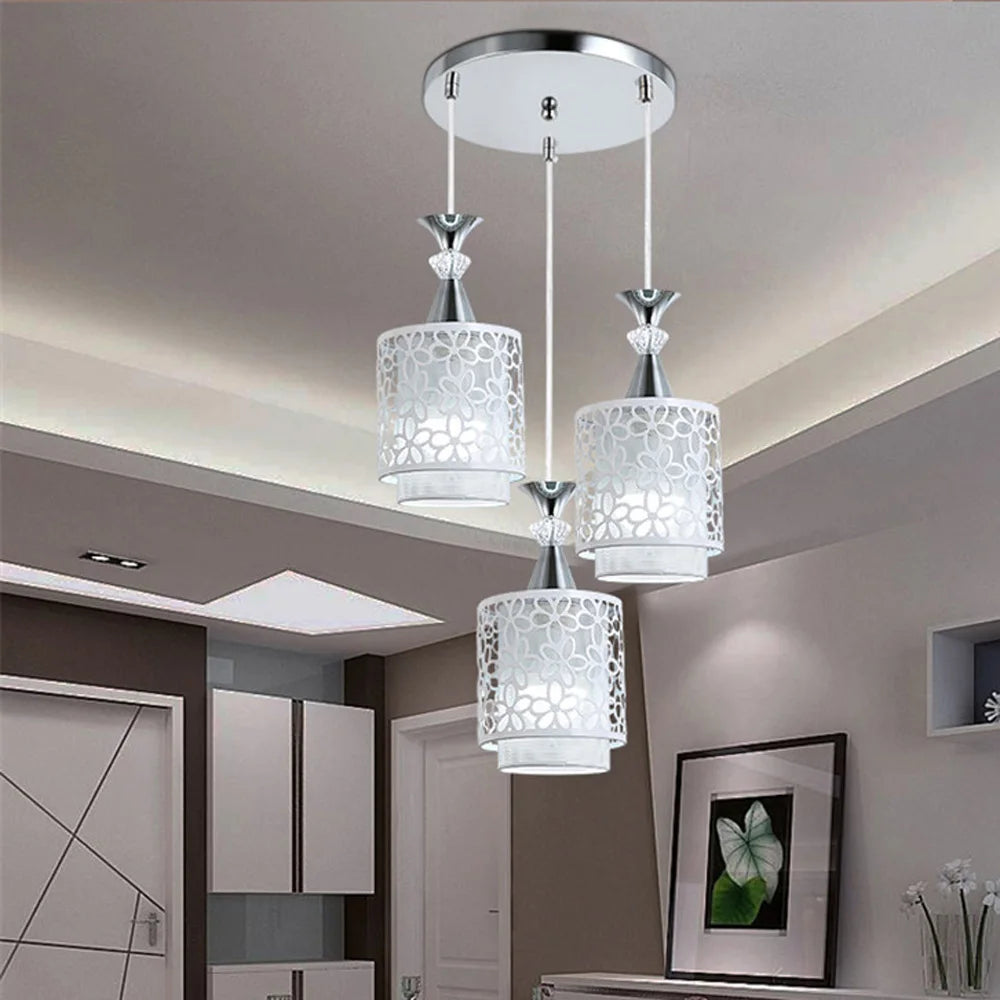 LED pendant ceiling lamp installed in modern living room ceiling