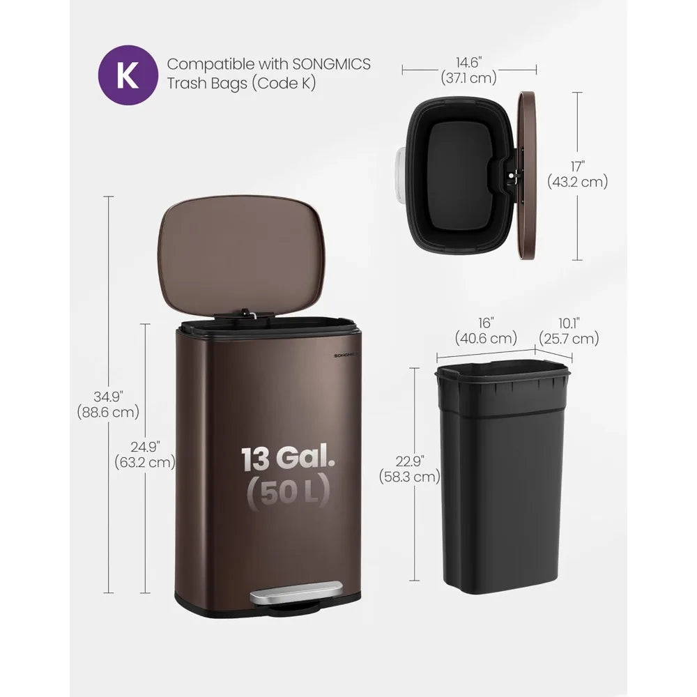 Stainless Steel Trash Can/13 Gallon