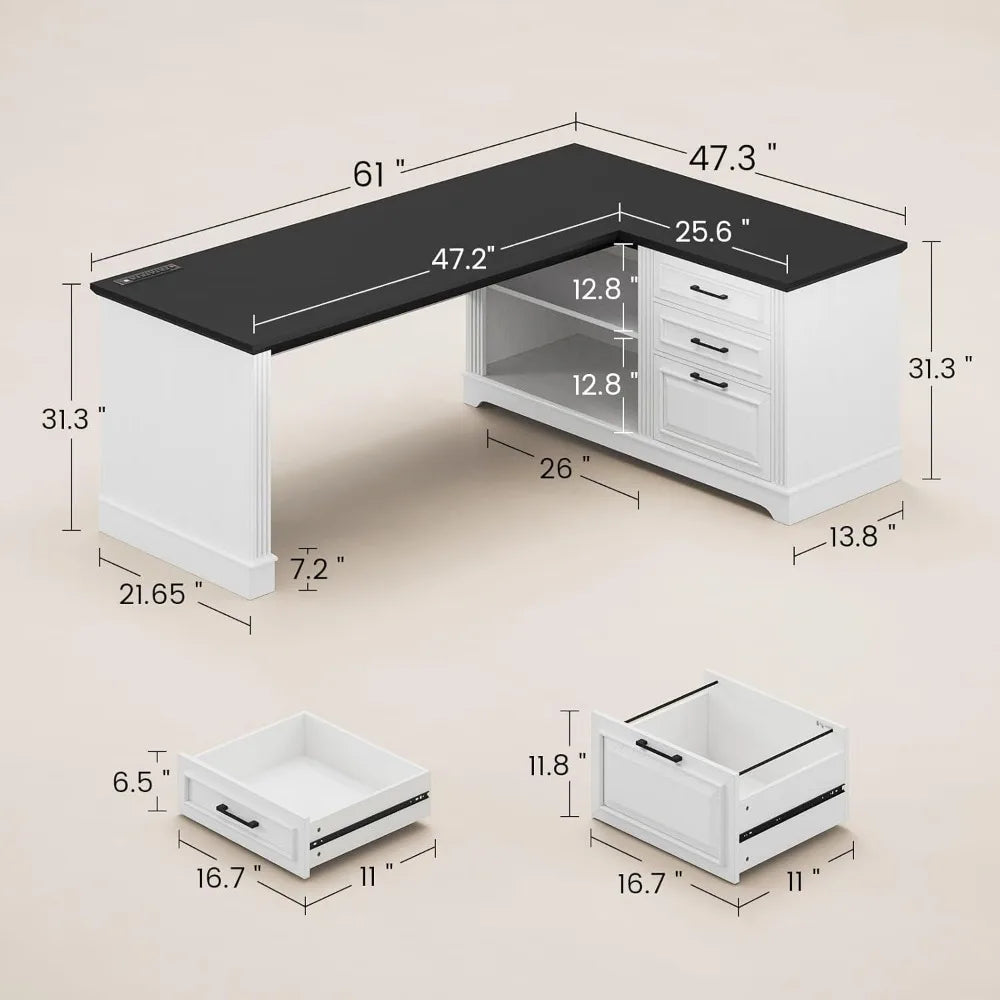Executive Desk with Power Outlets/61"
