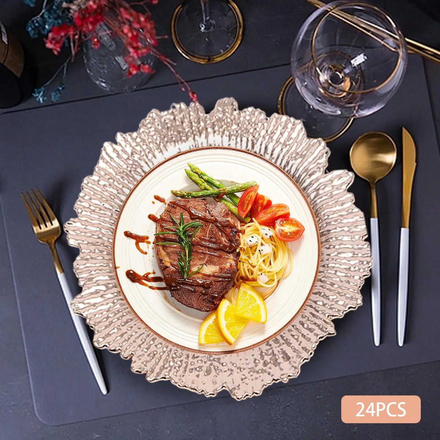 Dinner Plastic Plates - 24 PCS