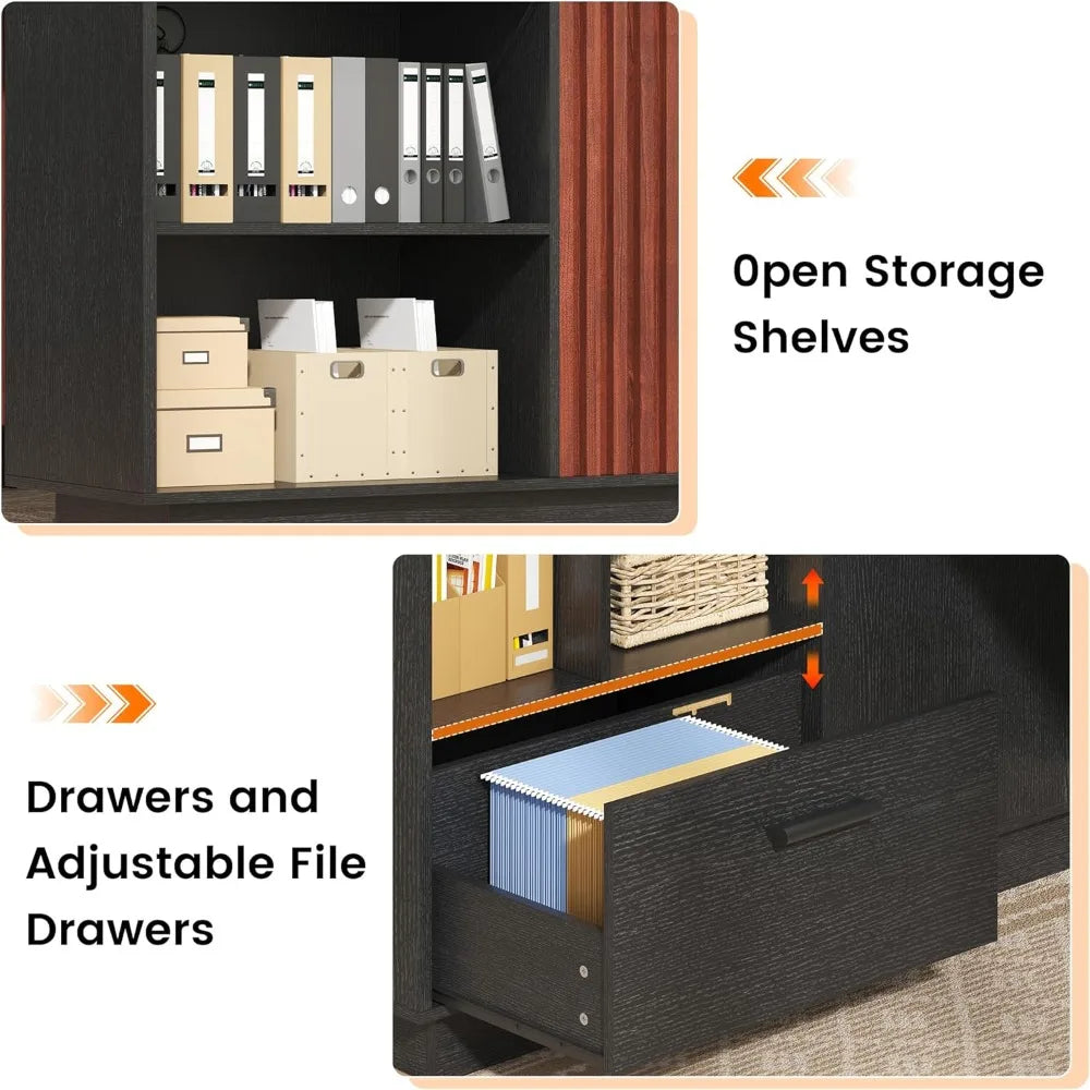 Executive Desk/LED Lights/Charging Station & Storage