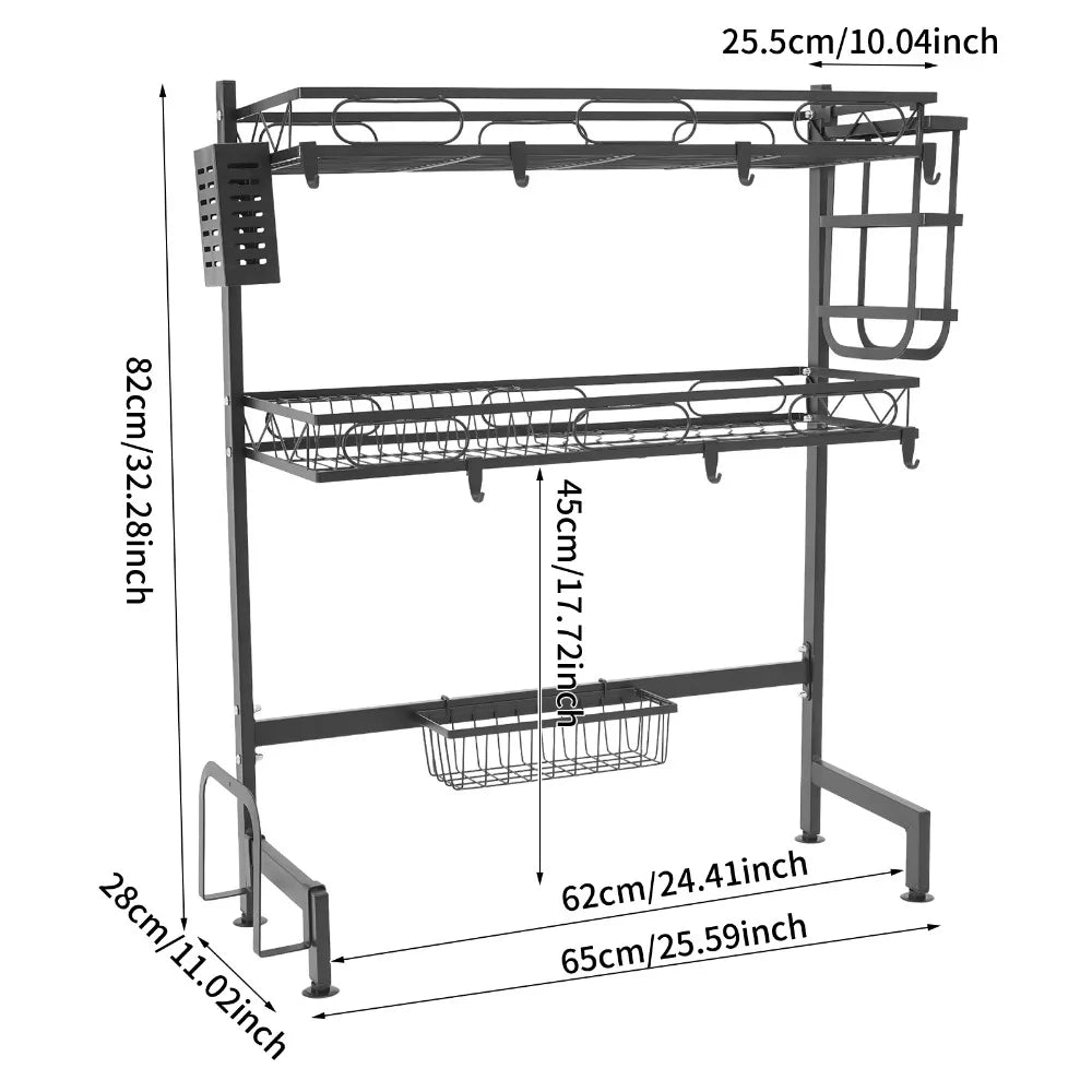 Over Sink Dish Drying Rack Space-Saving Kitchen Organizer