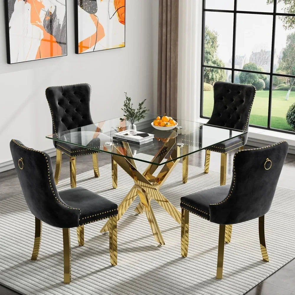 Modern Square Glass Dining Table for Kitchen & Dining Room