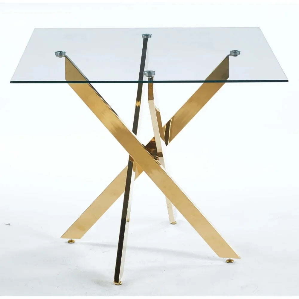 Modern Square Glass Dining Table for Kitchen & Dining Room