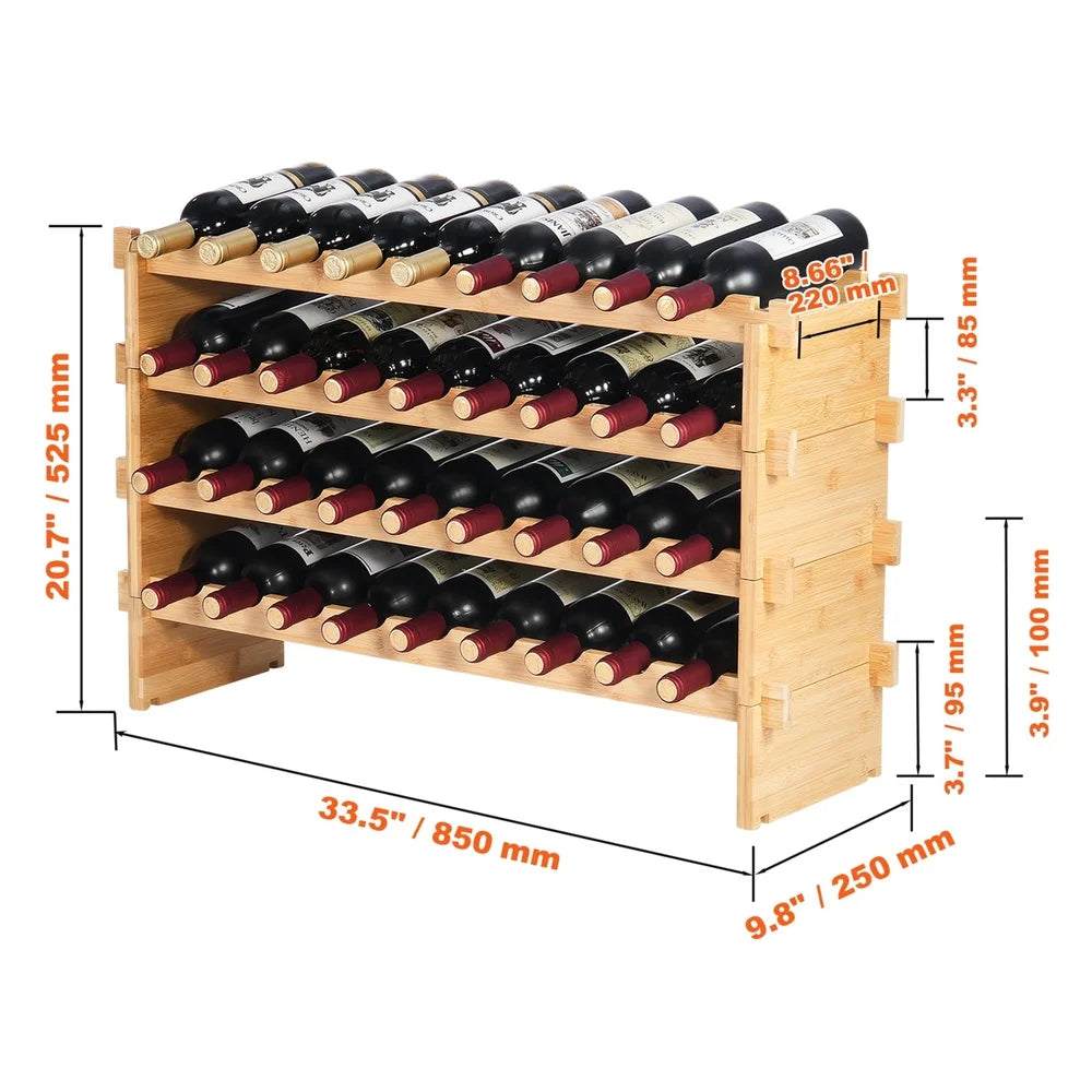 36 Bottle Wine Rack, Bamboo