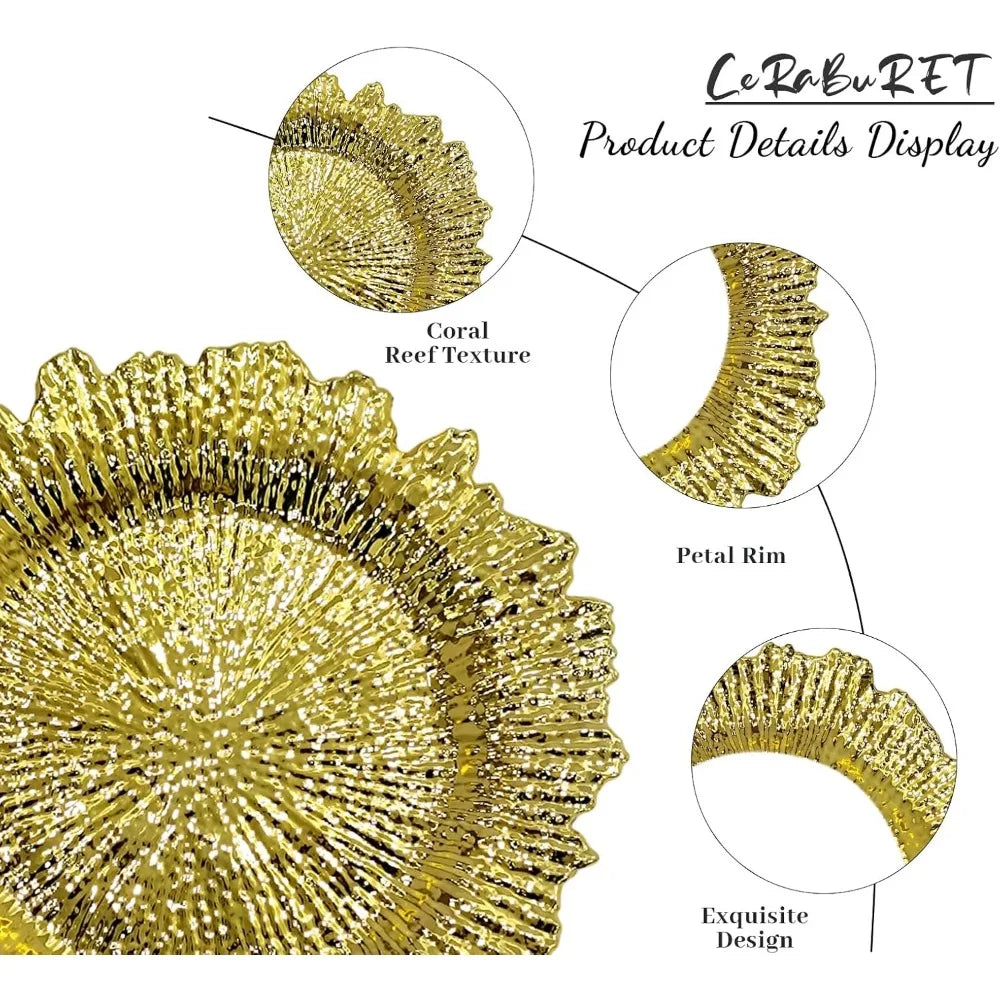 24-Pack Gold Plastic Plates for Elegant Party Serving