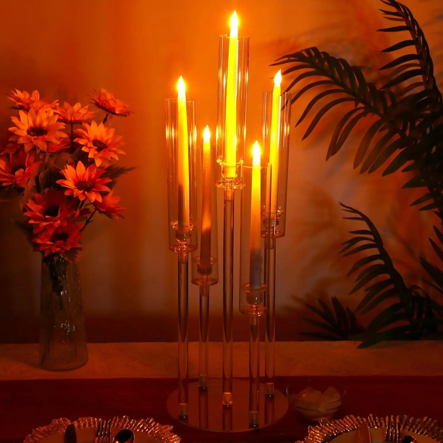 10 PCS Acrylic Candelabra Centerpieces
