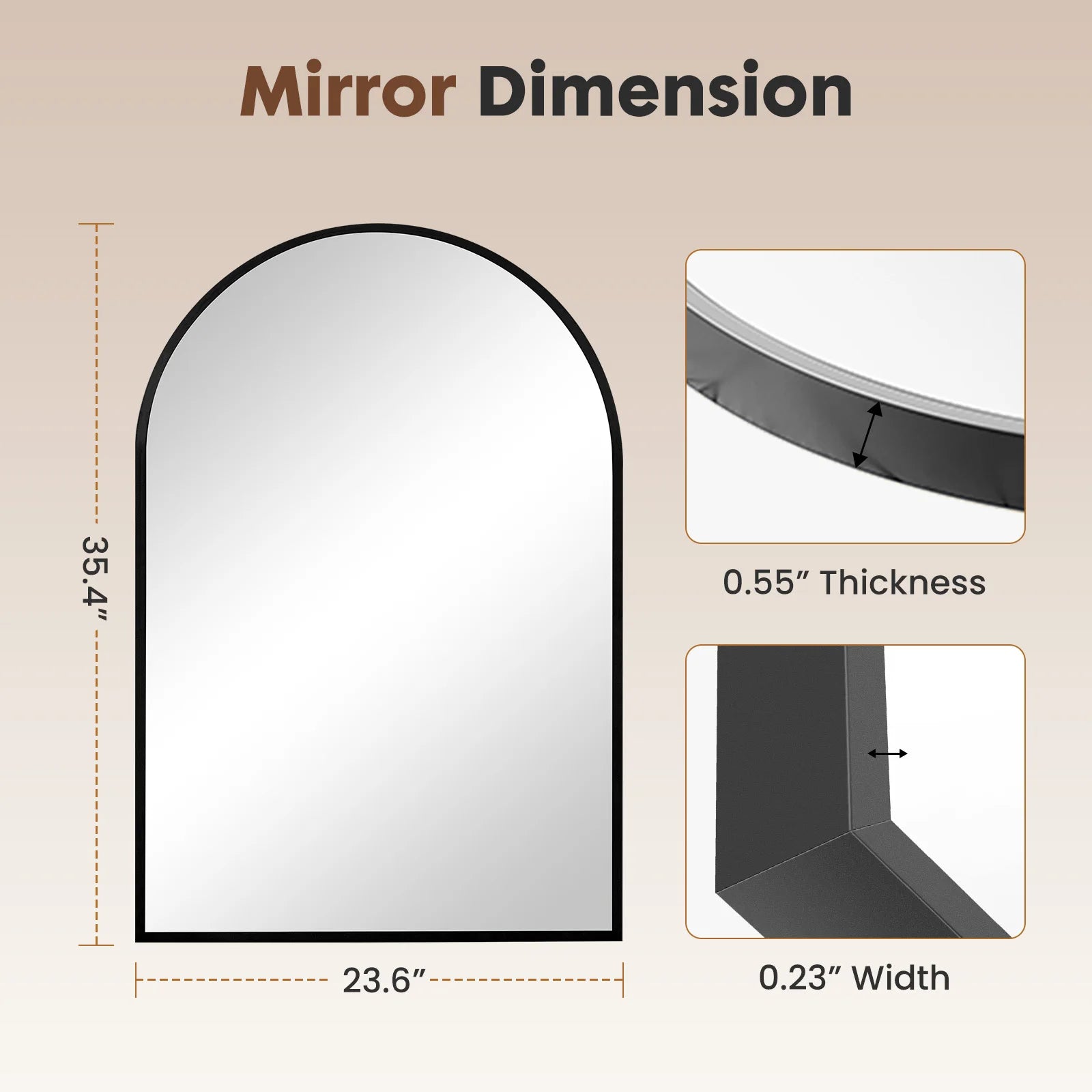 Arched Metal Framed Mirror