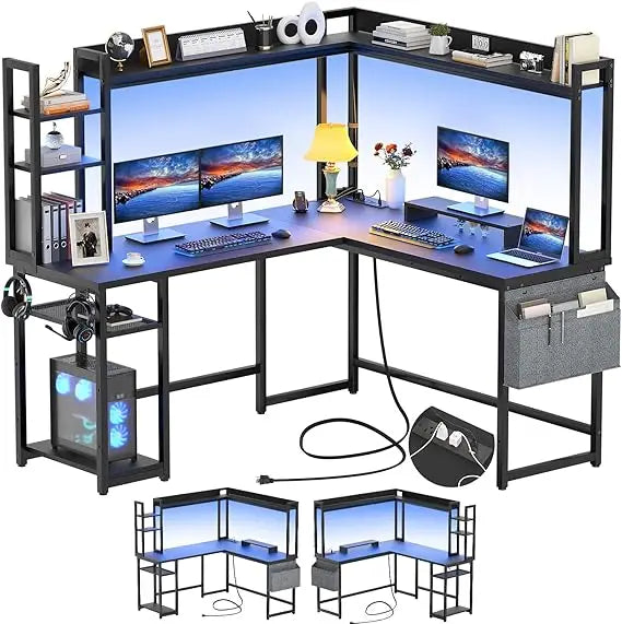 Reversible L-Shaped Gaming Desk