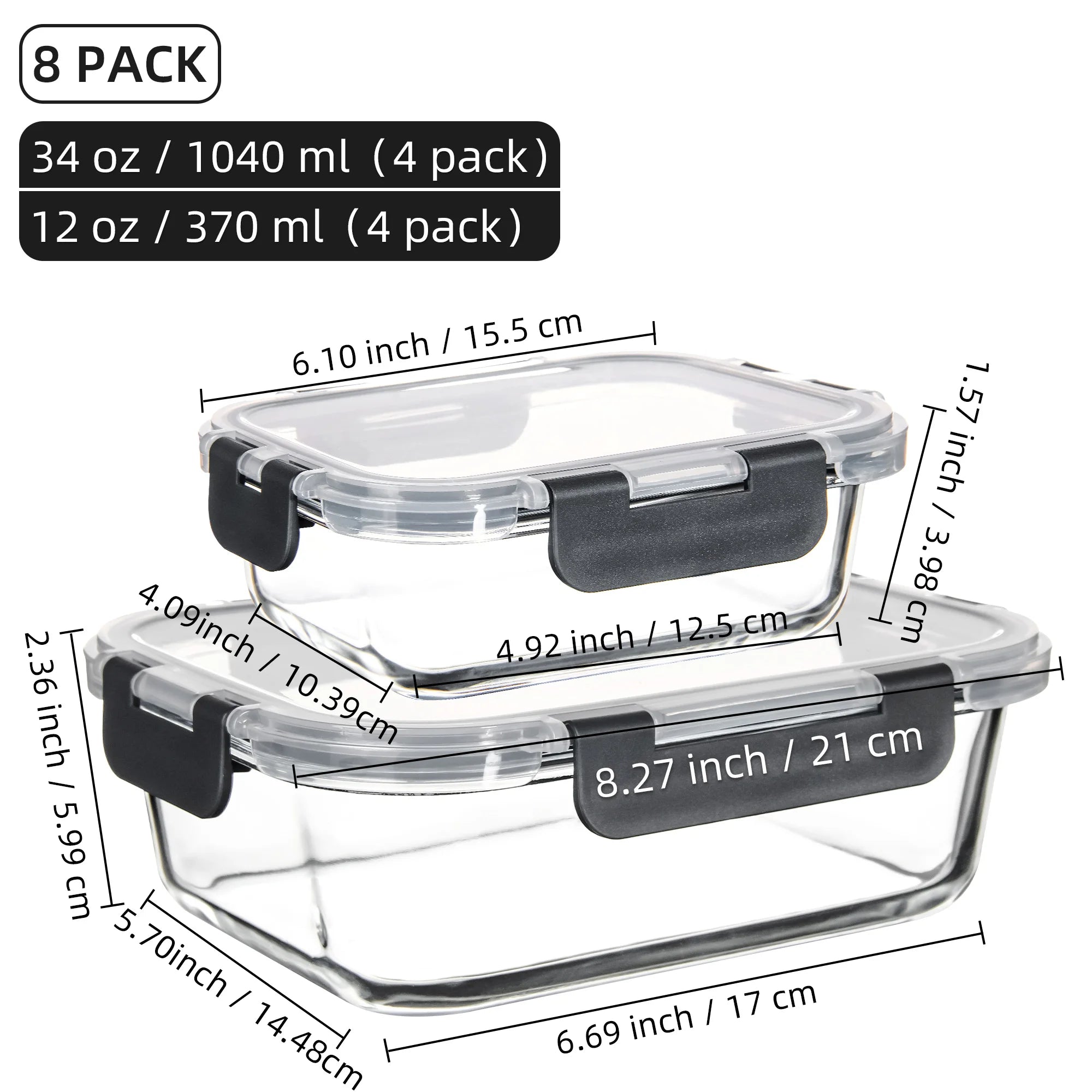 8-Piece Glass Foods Containers