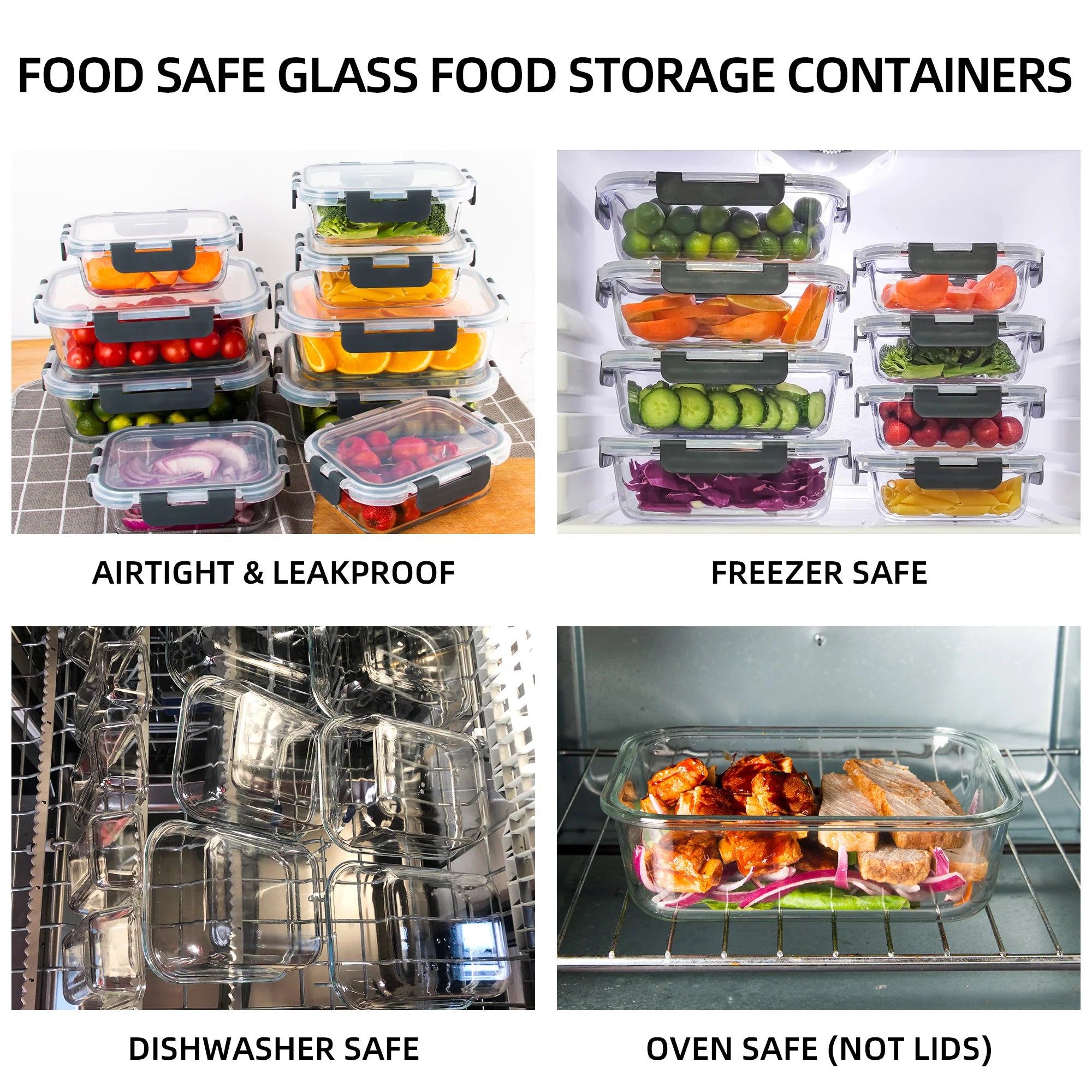 8-Piece Glass Foods Containers