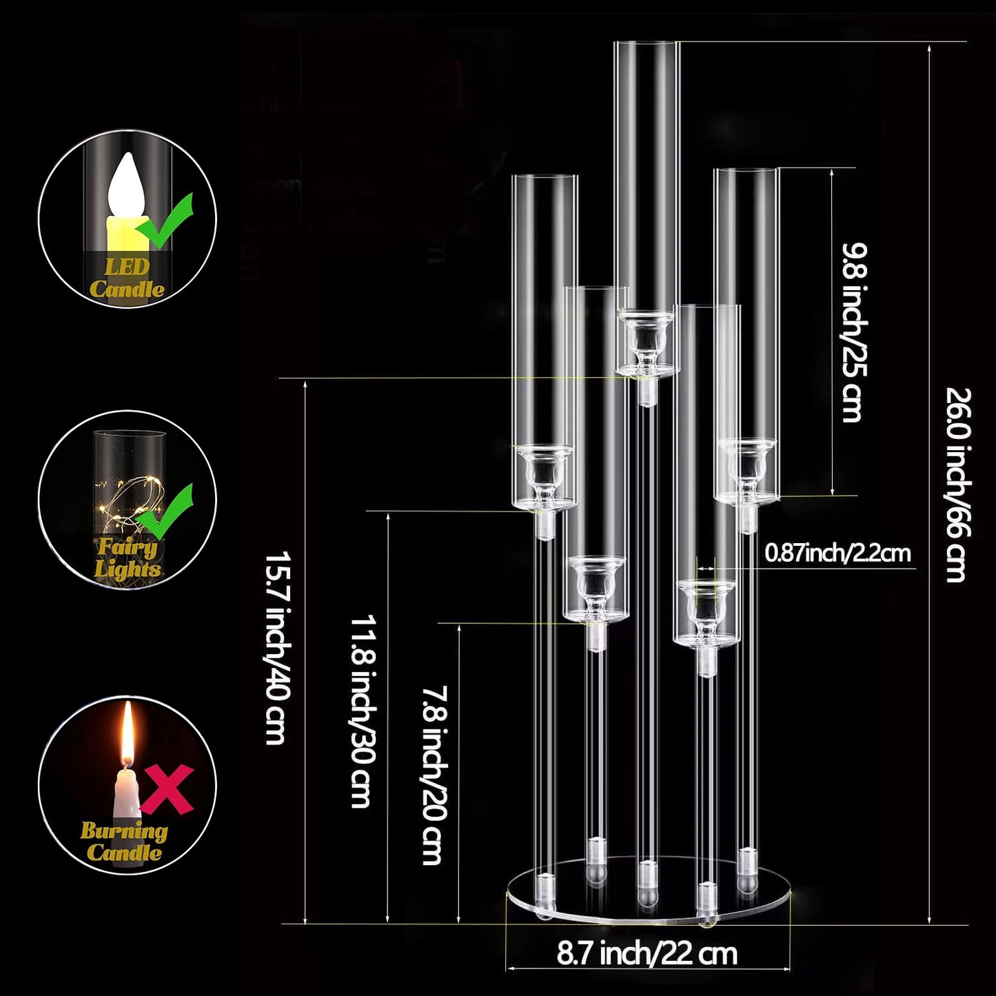 10 PCS Acrylic Candelabra Centerpieces