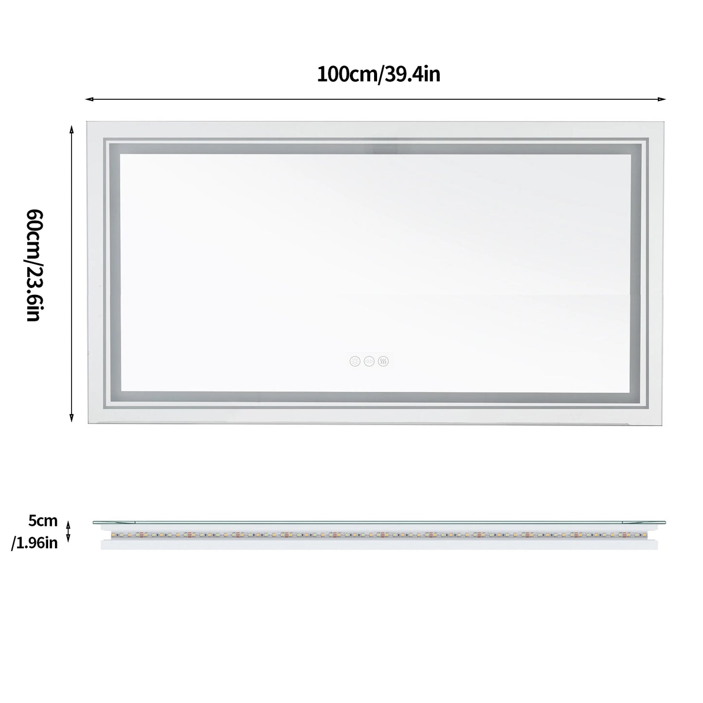 40 x 24 Inch LED Bathroom Mirror
