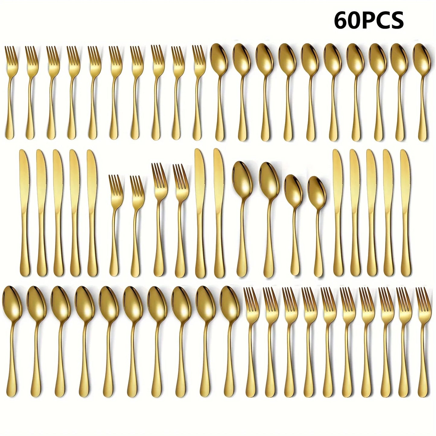 Luxury Golden Flatware - 30/60 Piece