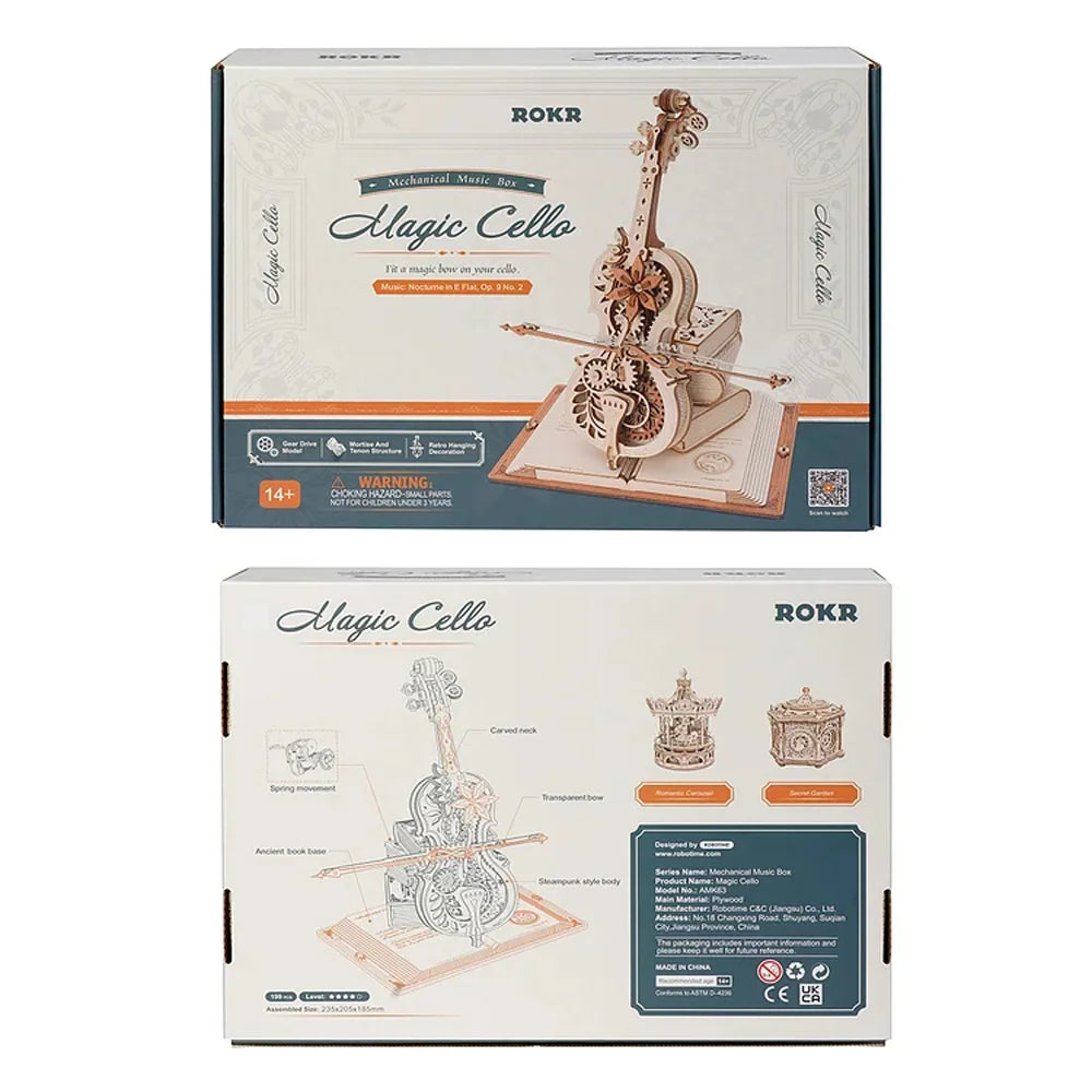 Wooden Music Box Puzzle DIY 3D Mechanical Model Kit