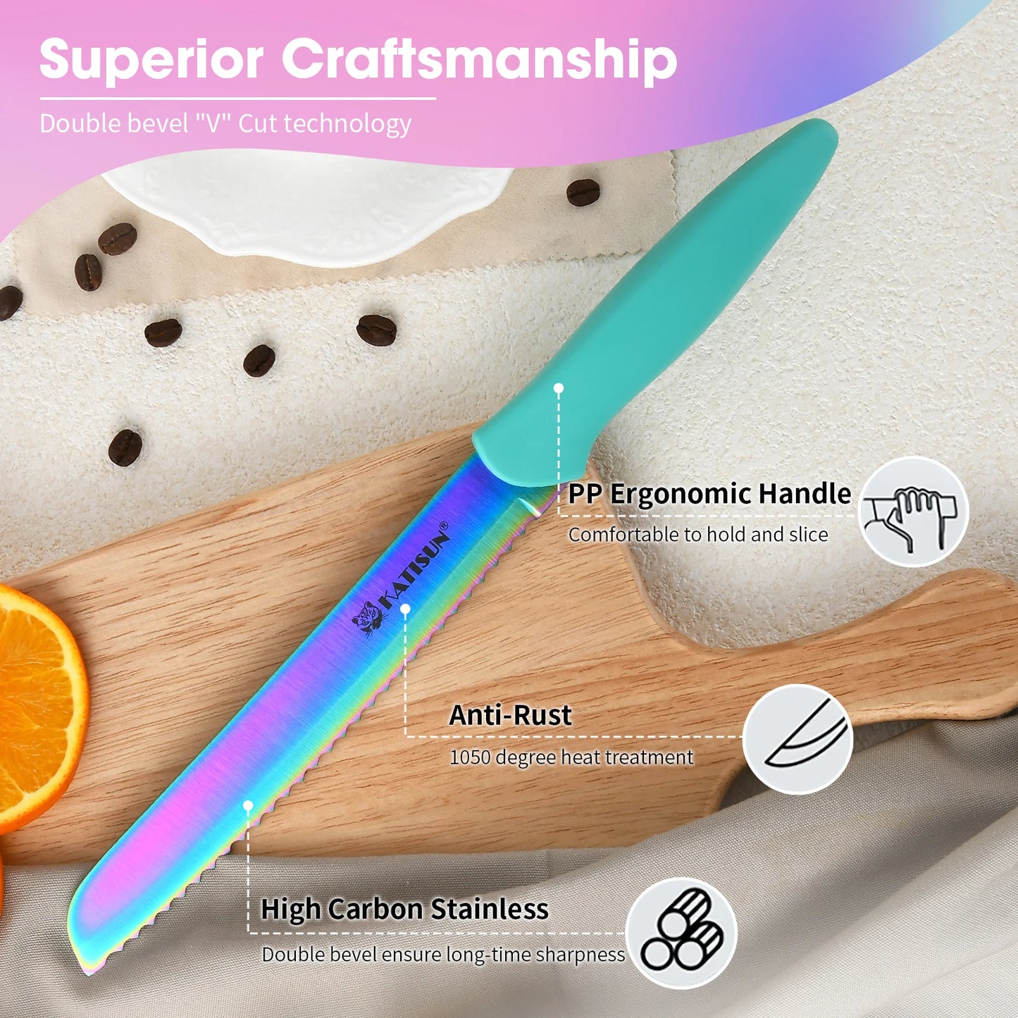 Rainbow Knife Block Set