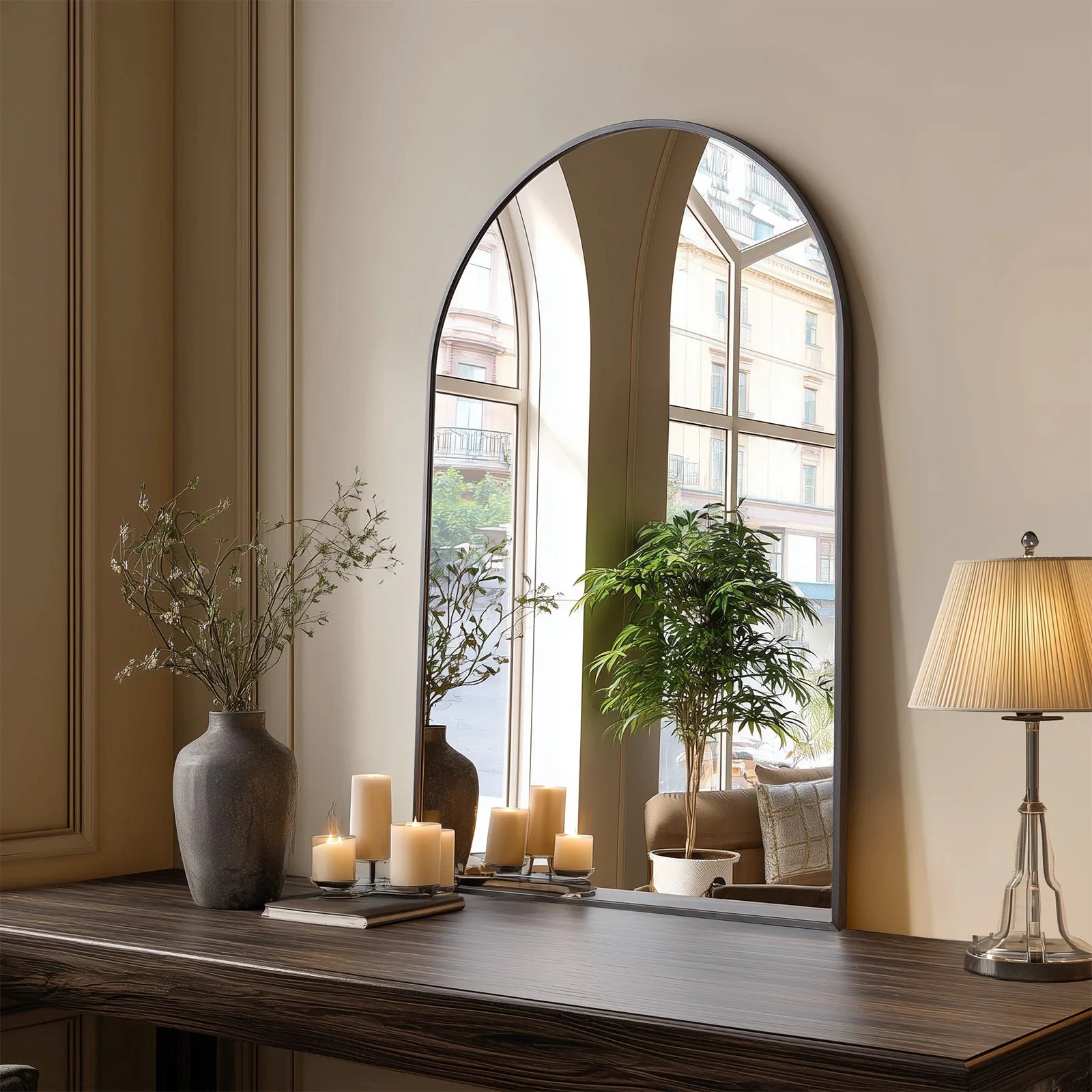 Arched Metal Framed Mirror