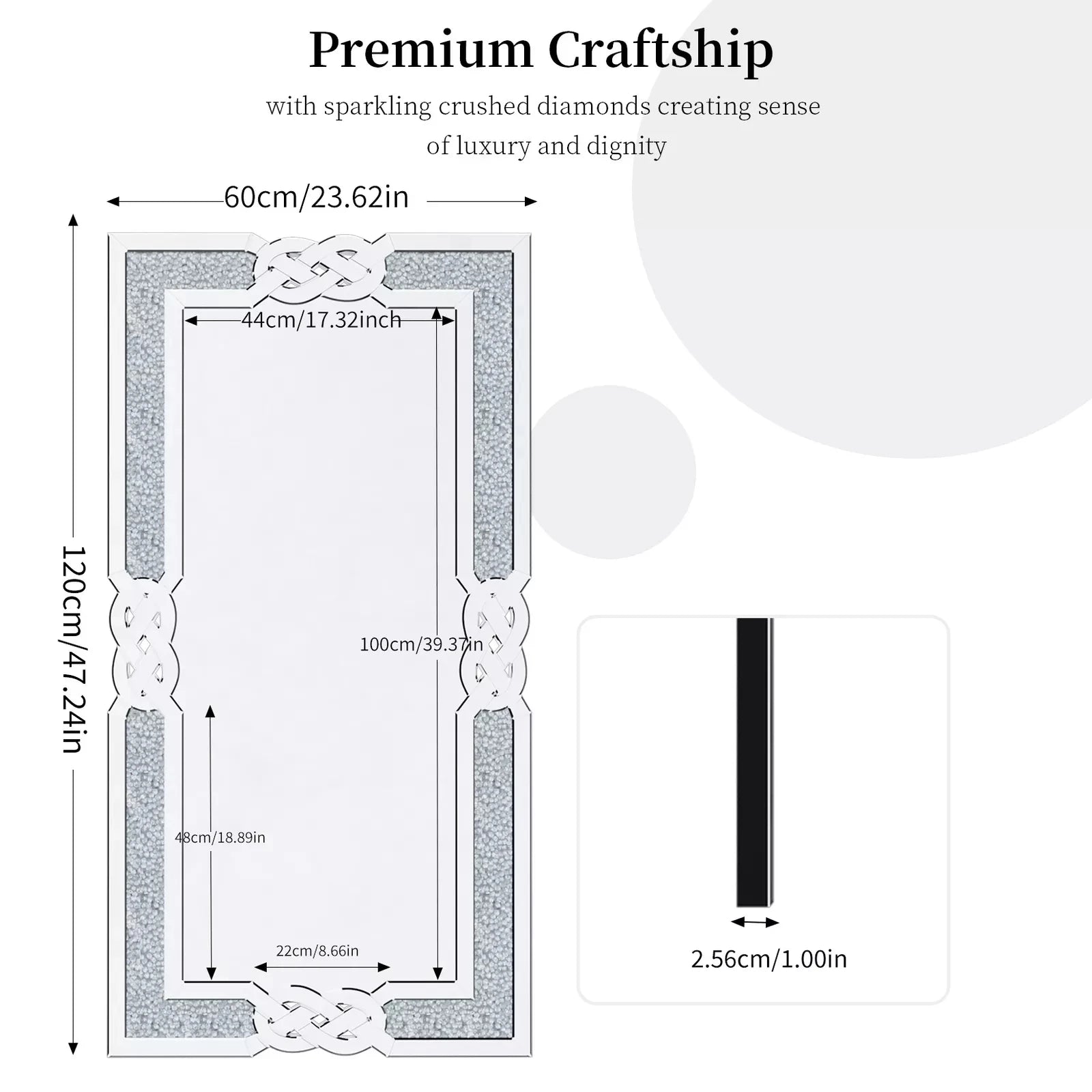 Crushed Diamond Rectangular Mirror